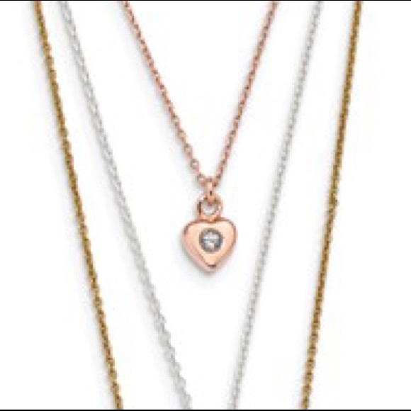 Silver Tri-color CZ Infinity, Heart 16in Necklace - Picture 2 of 4